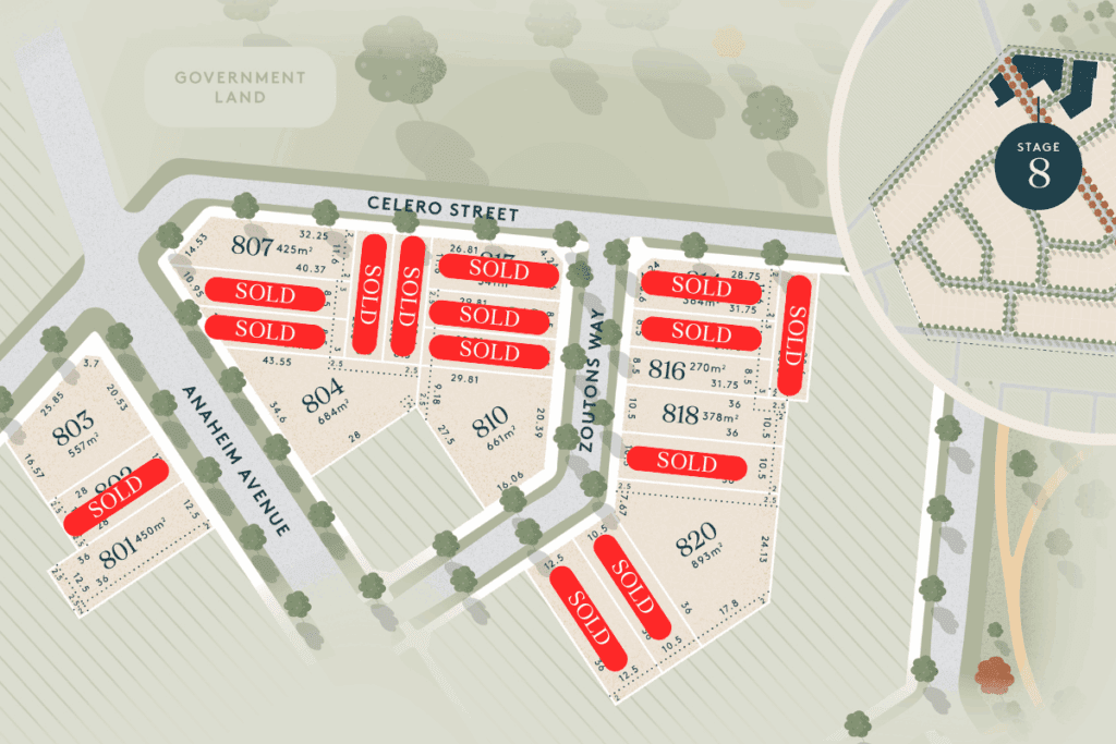 Stage 8 land for sale, updated as of 18/8/25